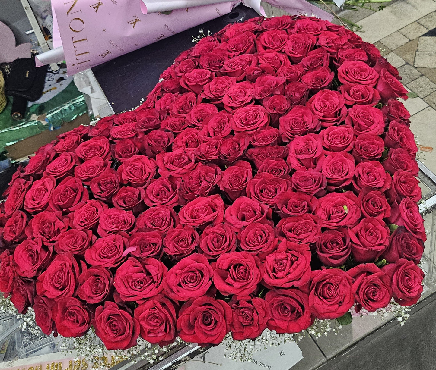 Corazon con rosas gigante