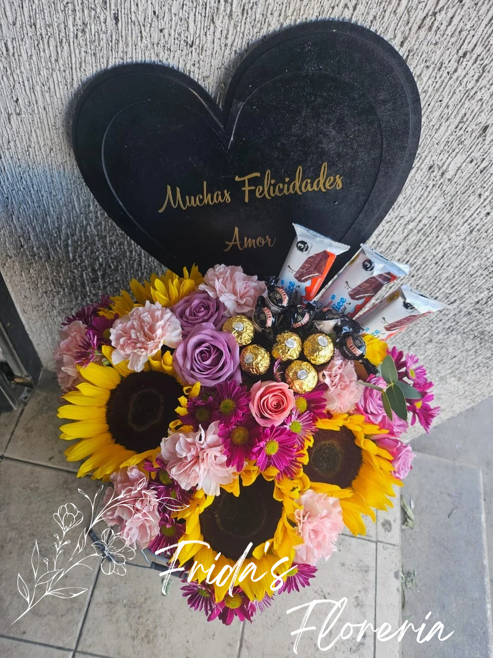 Caja de Girasol con chocolates