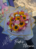 8 Girasoles con Rosas