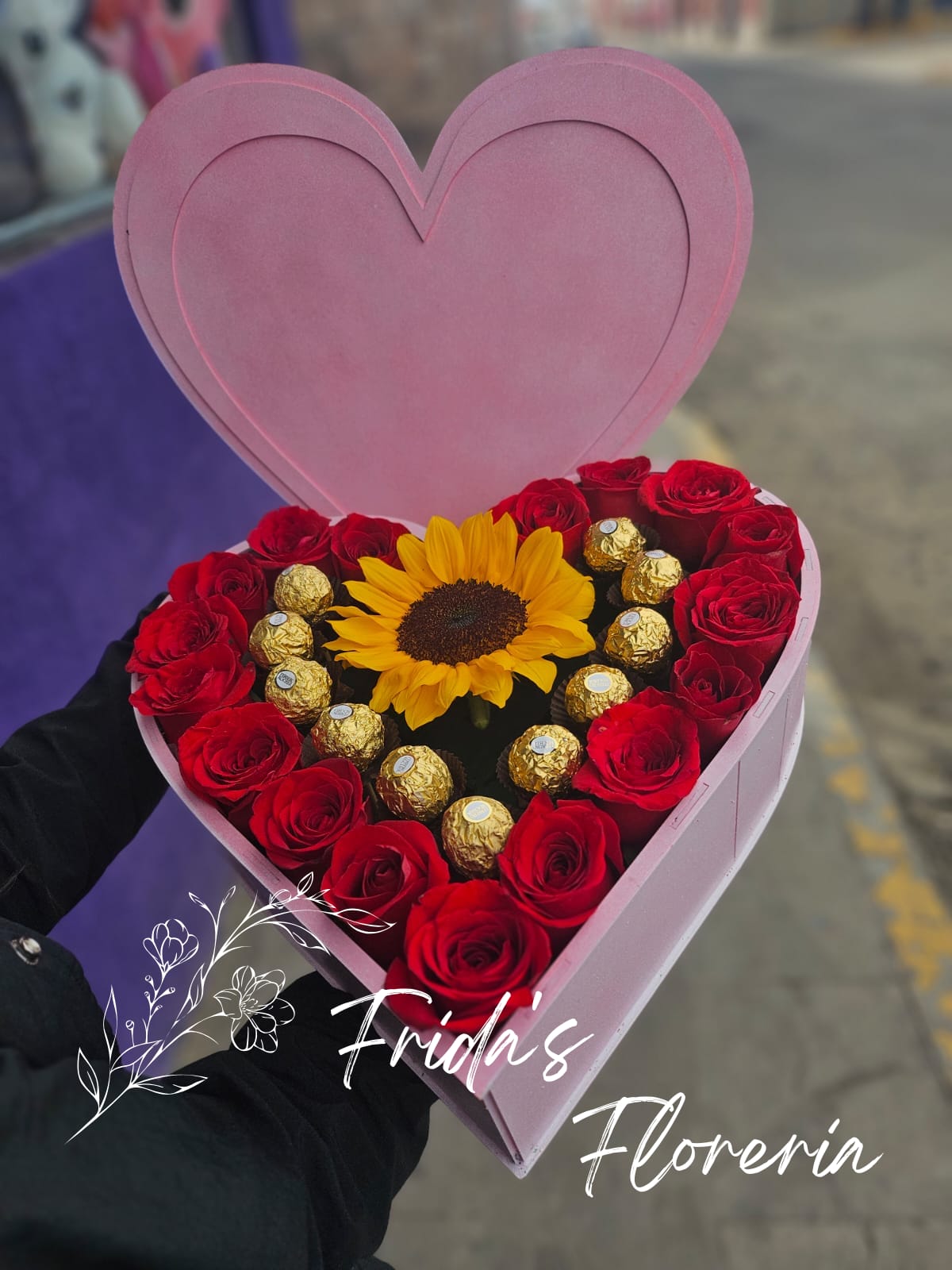 Corazon Girasol con Ferreros