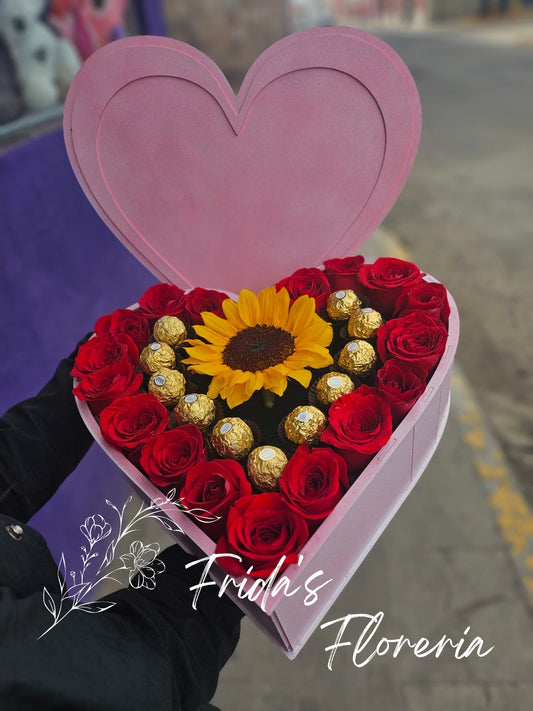 Corazon Girasol con Ferreros