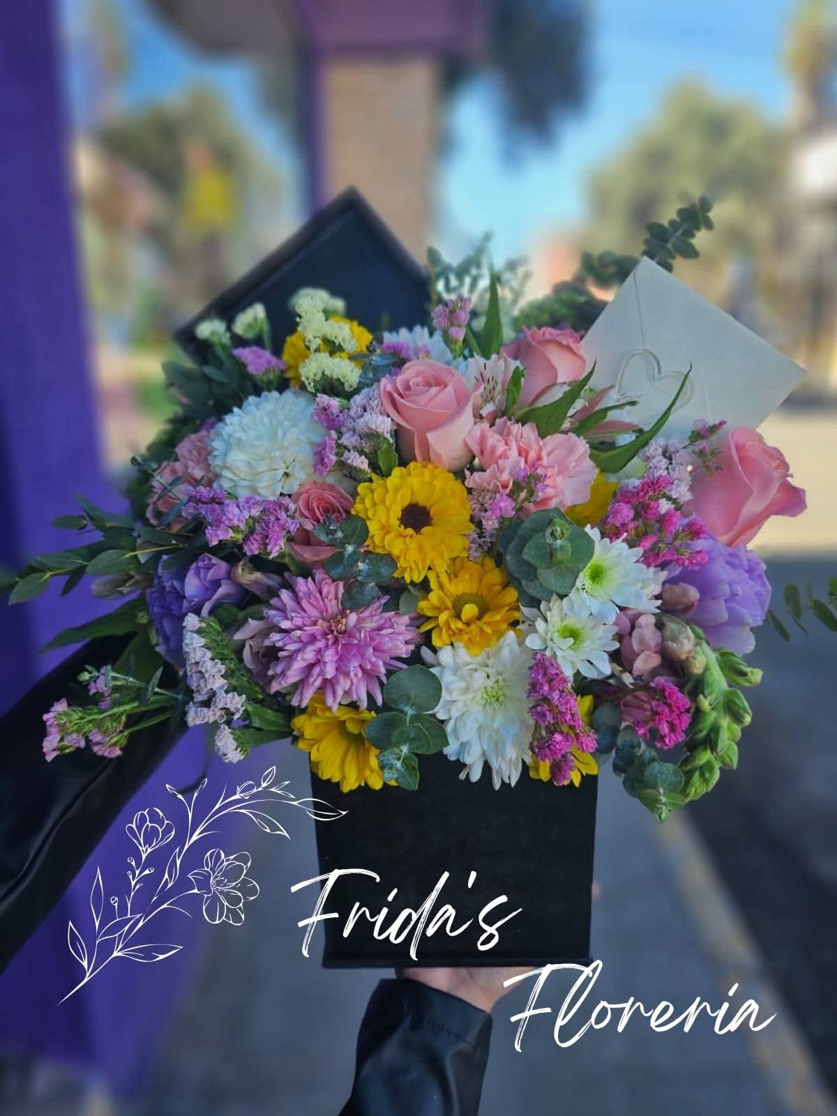 Bouquet floral en caja