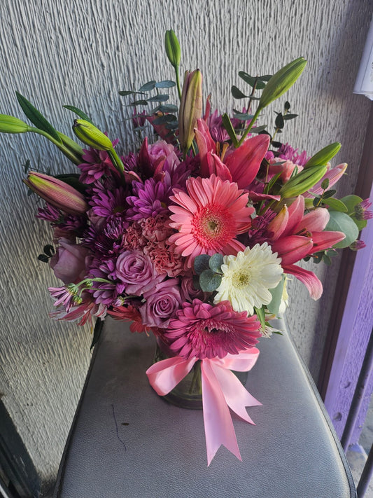 Jarron floral rosa