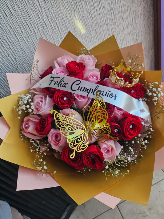24 Rosas mixto con corona